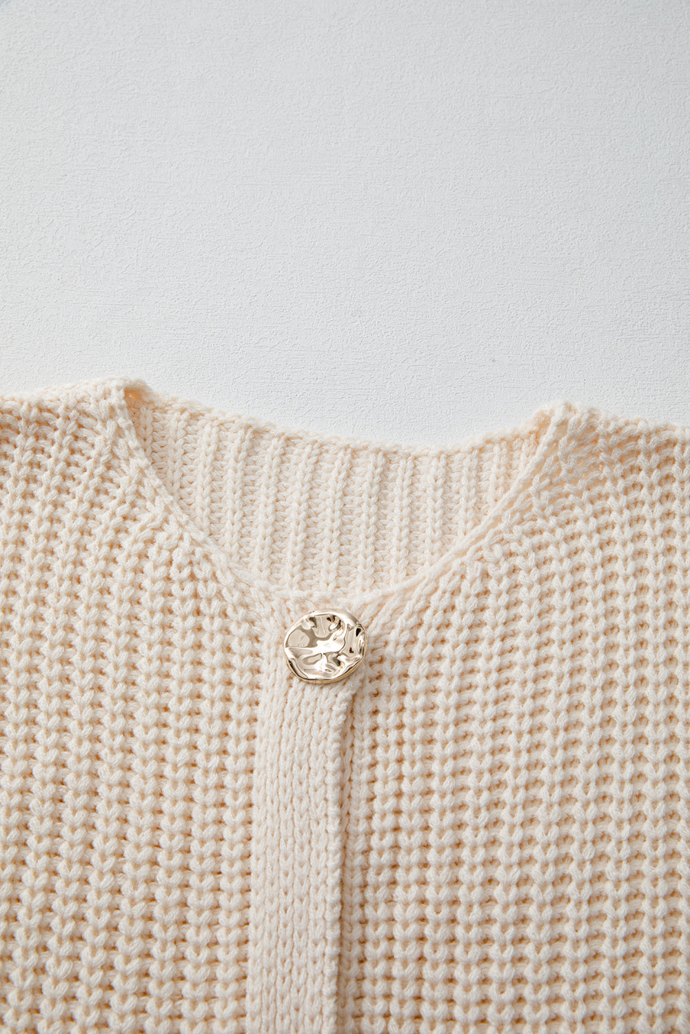 White Solid Textured Knit Side Pockets Buttoned Sweater Vest eAura