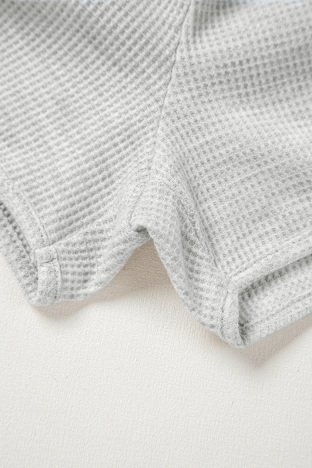 Light Grey Waffle Knit Sleeveless Buttoned Front Drawstring Waist Romper eAura