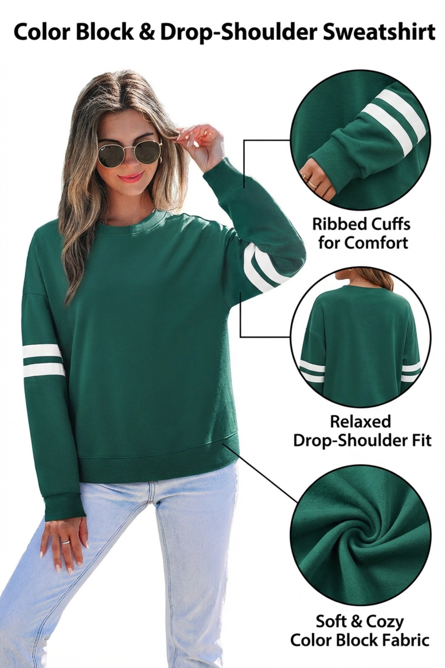 Striped Detail Drop Shoulder Oversized Sweatshirt