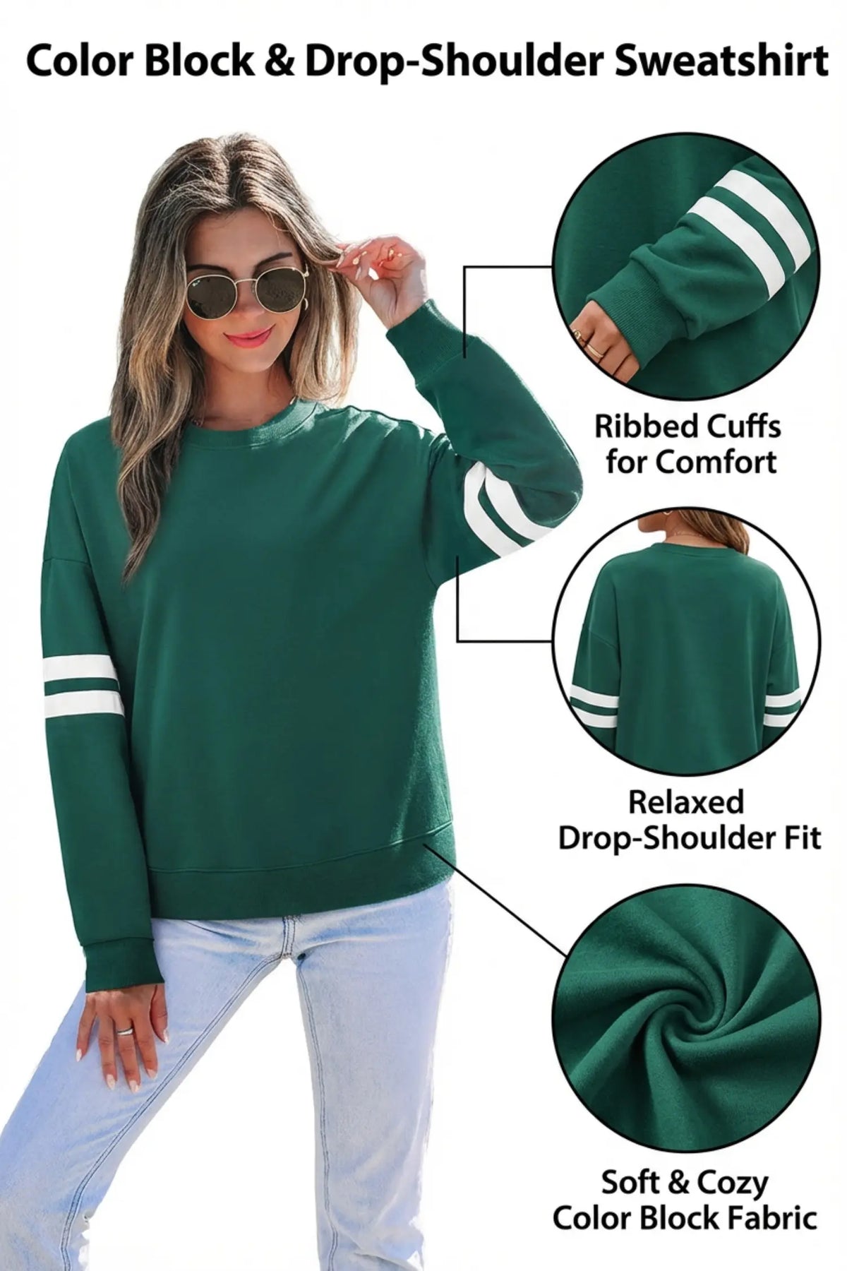 Striped Detail Drop Shoulder Oversized Sweatshirt
