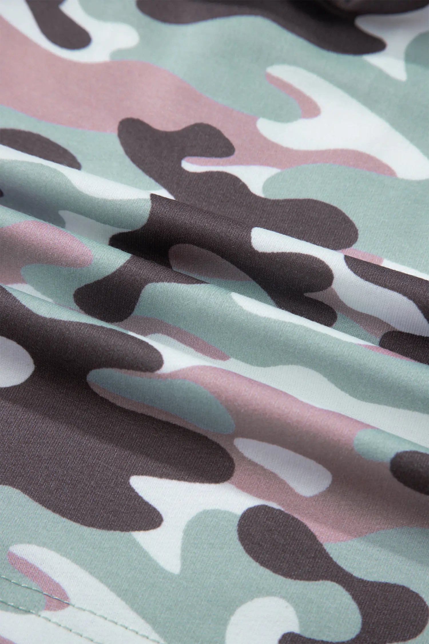 Green Camouflage Print Drawstring Casual Mini Skort