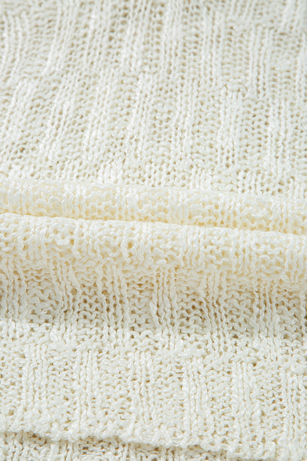 Beige Notched V Neck Short Sleeve Sweater eAura