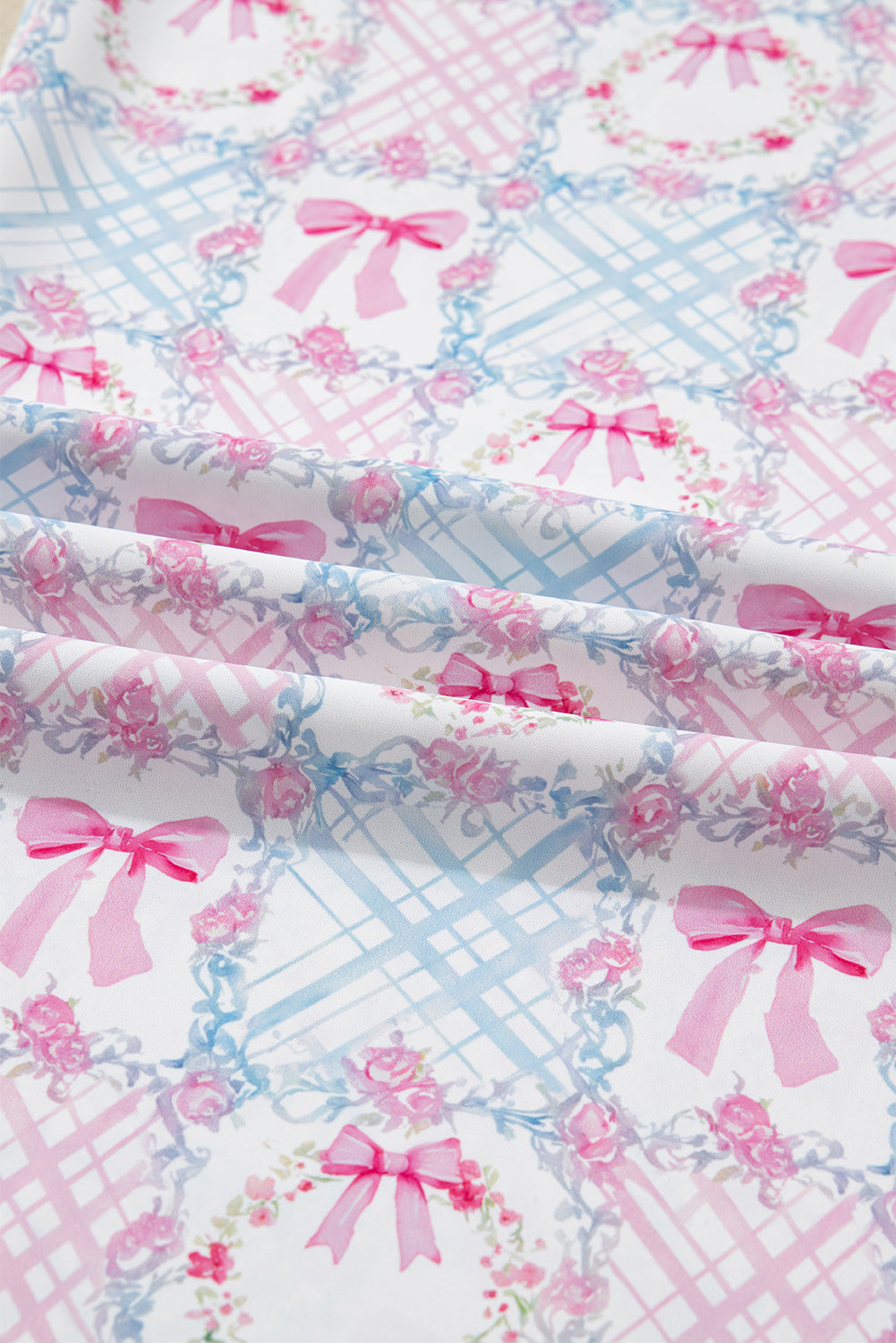 Pink Bow Wreath Pattern Christmas Pyjamas Tied Front Long Sleeve Dear-Lover Dropshipping