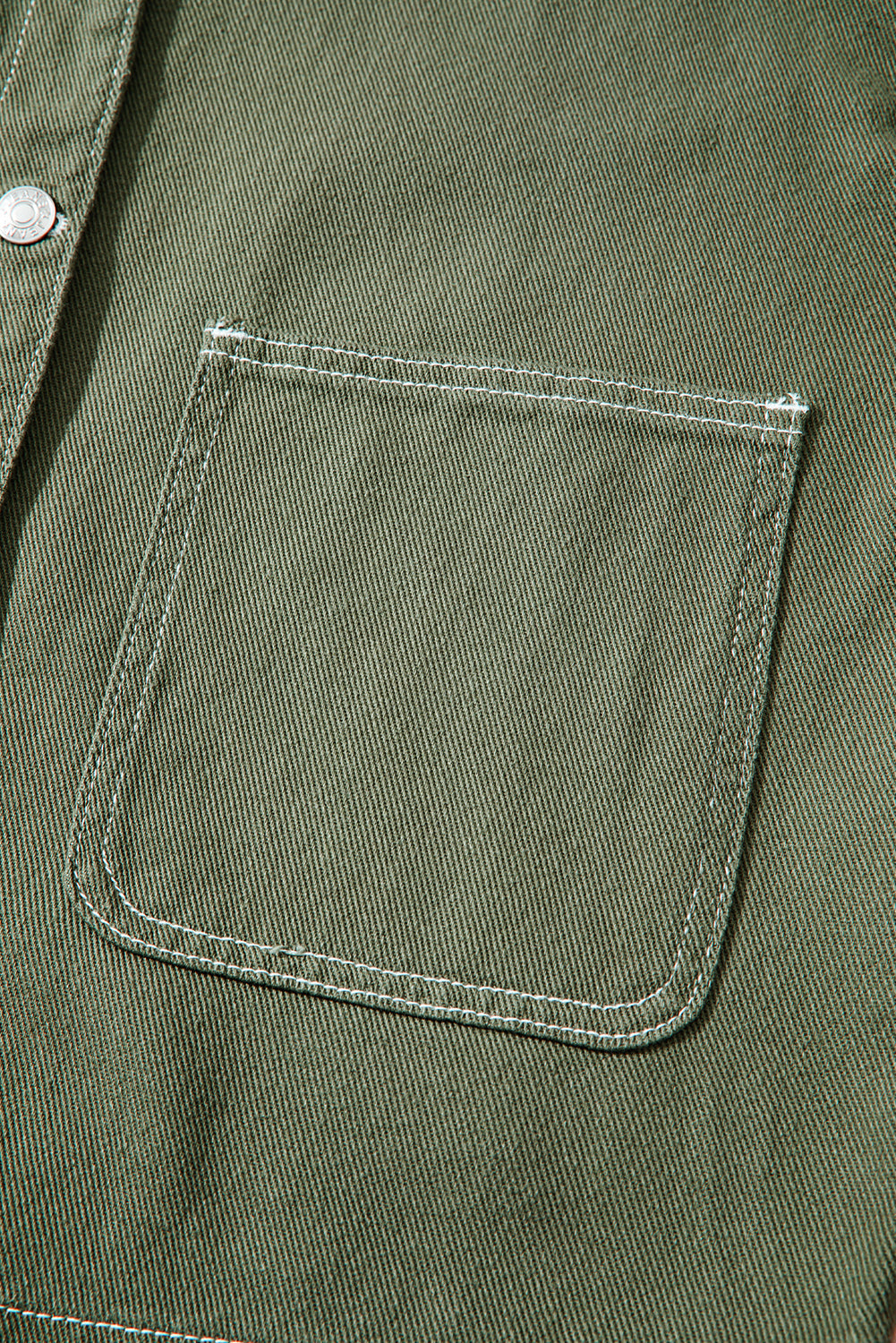 Patched Pocket Collared Button Front Boyfriend Denim Jacket eAura