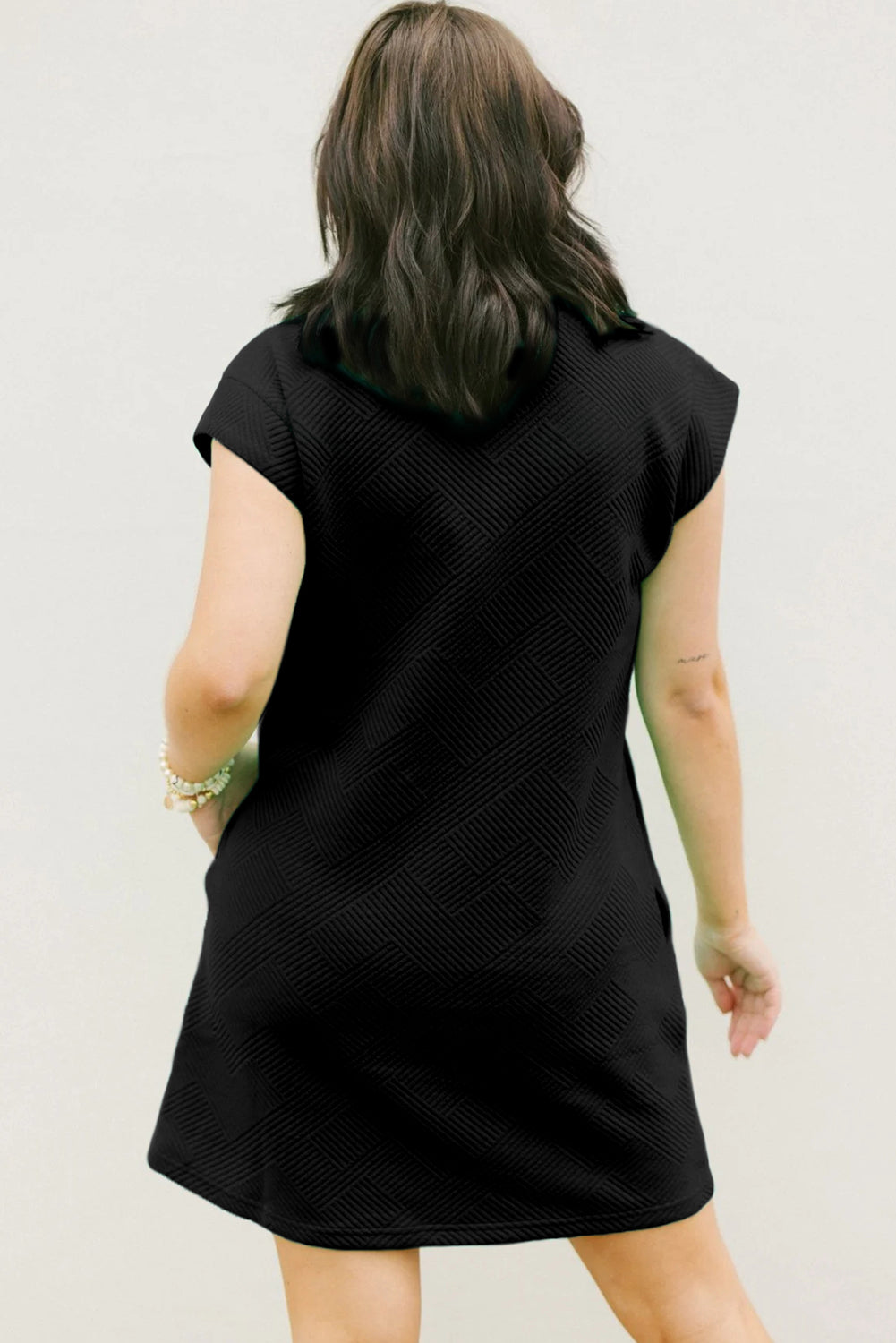 Mint Green Textured Cap Sleeve T Shirt Dress eAura