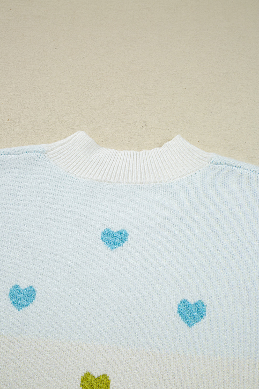Heart Pattern Knit High Neck Baggy Sweater eAura