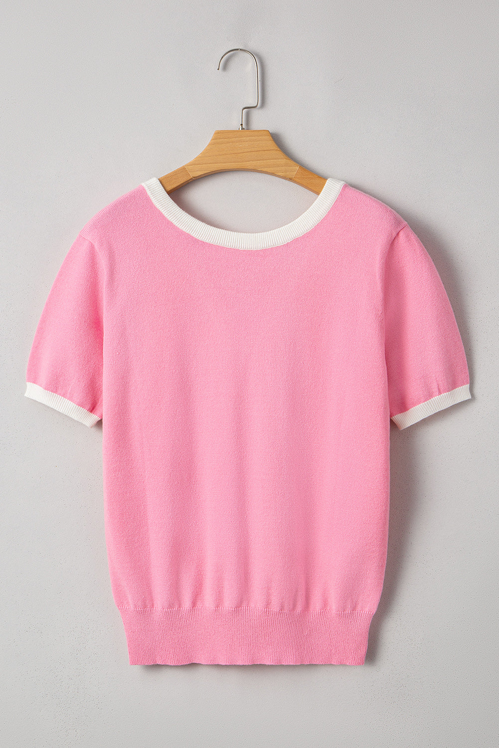 Colourblock Bow V-Shape Cut Back Short Sleeve Sweater eAura