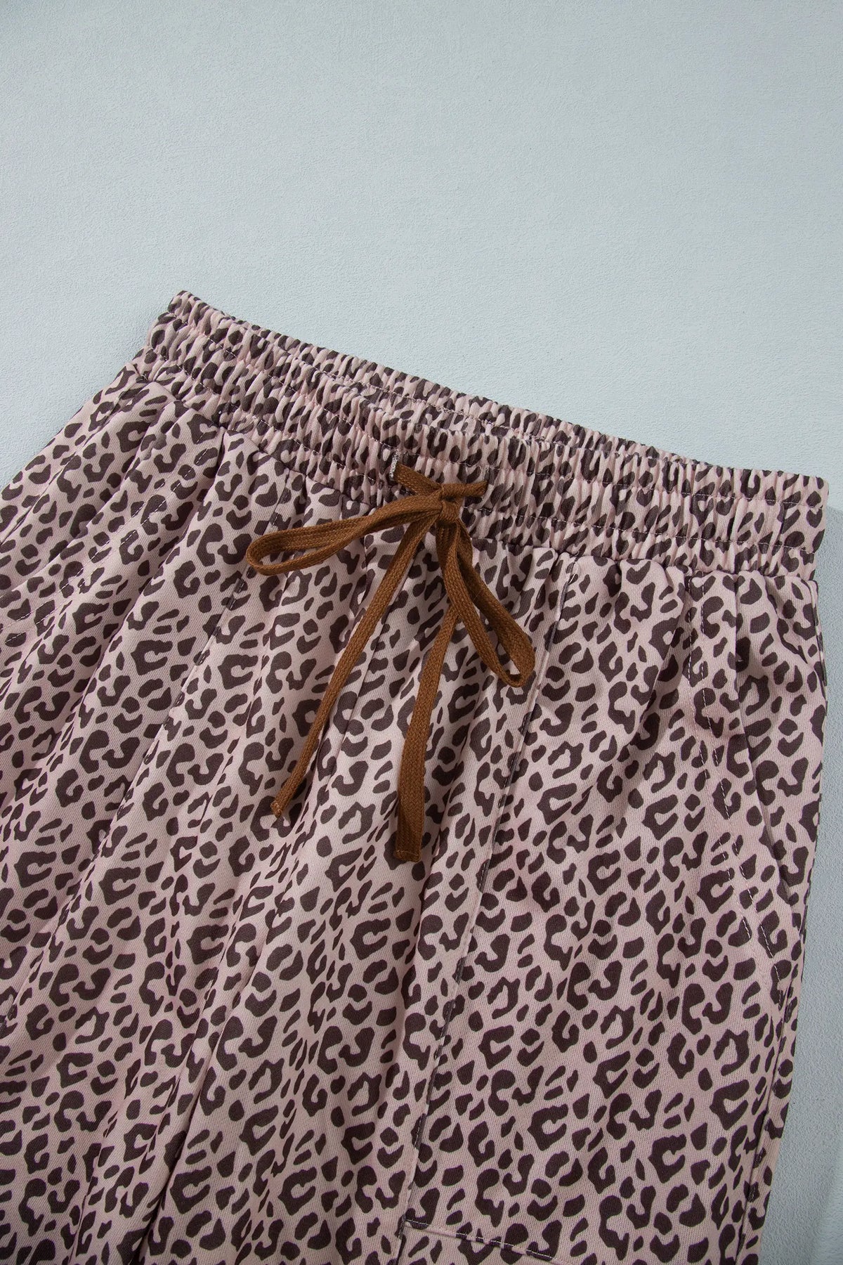 Leopard Print Elastic Waist Ankle Length Pants – Khaki