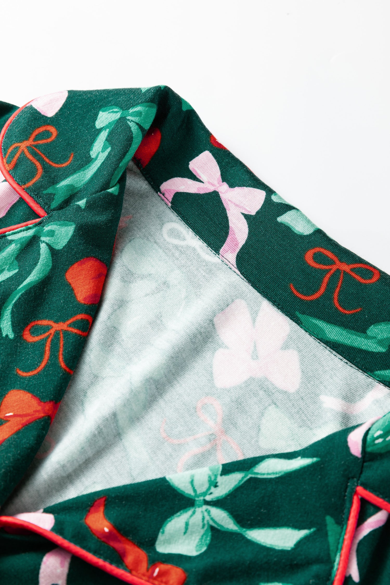 Festive Bow Print Long Sleeve Shirt and Pyjama Short Set - Loungewear & Sleepwear/Pyjama Shorts