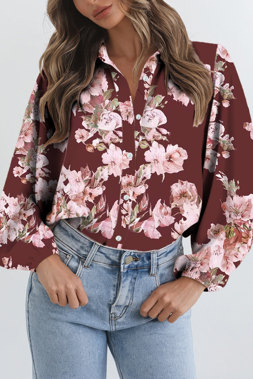 Floral Puff Sleeve Lightweight Shirt - eAura