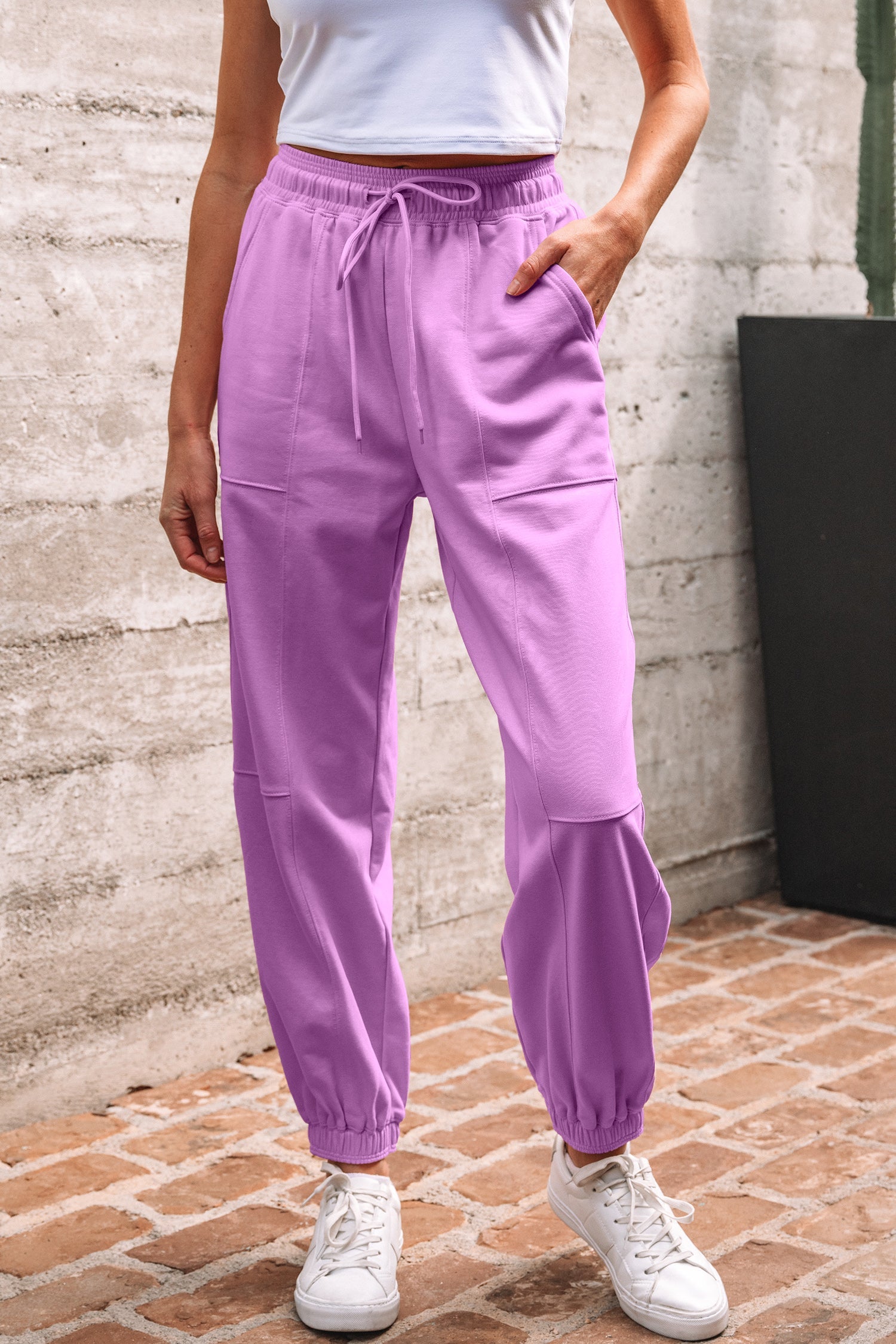Drawstring Elastic Waistband Joggers - eAura