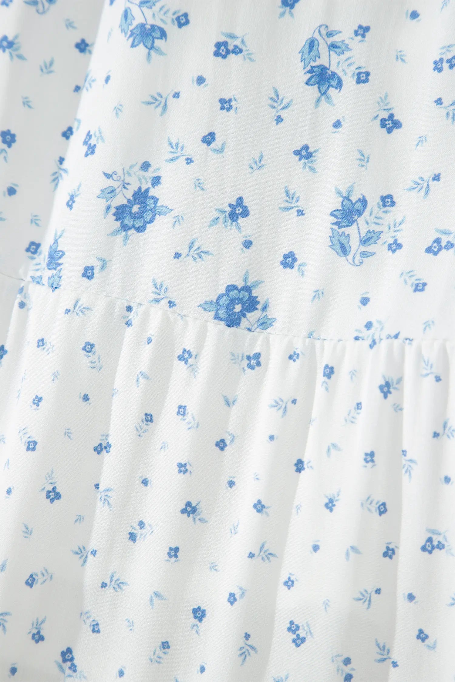 High Waist Tiny Floral Print Boho Maxi Skirt – Sky Blue