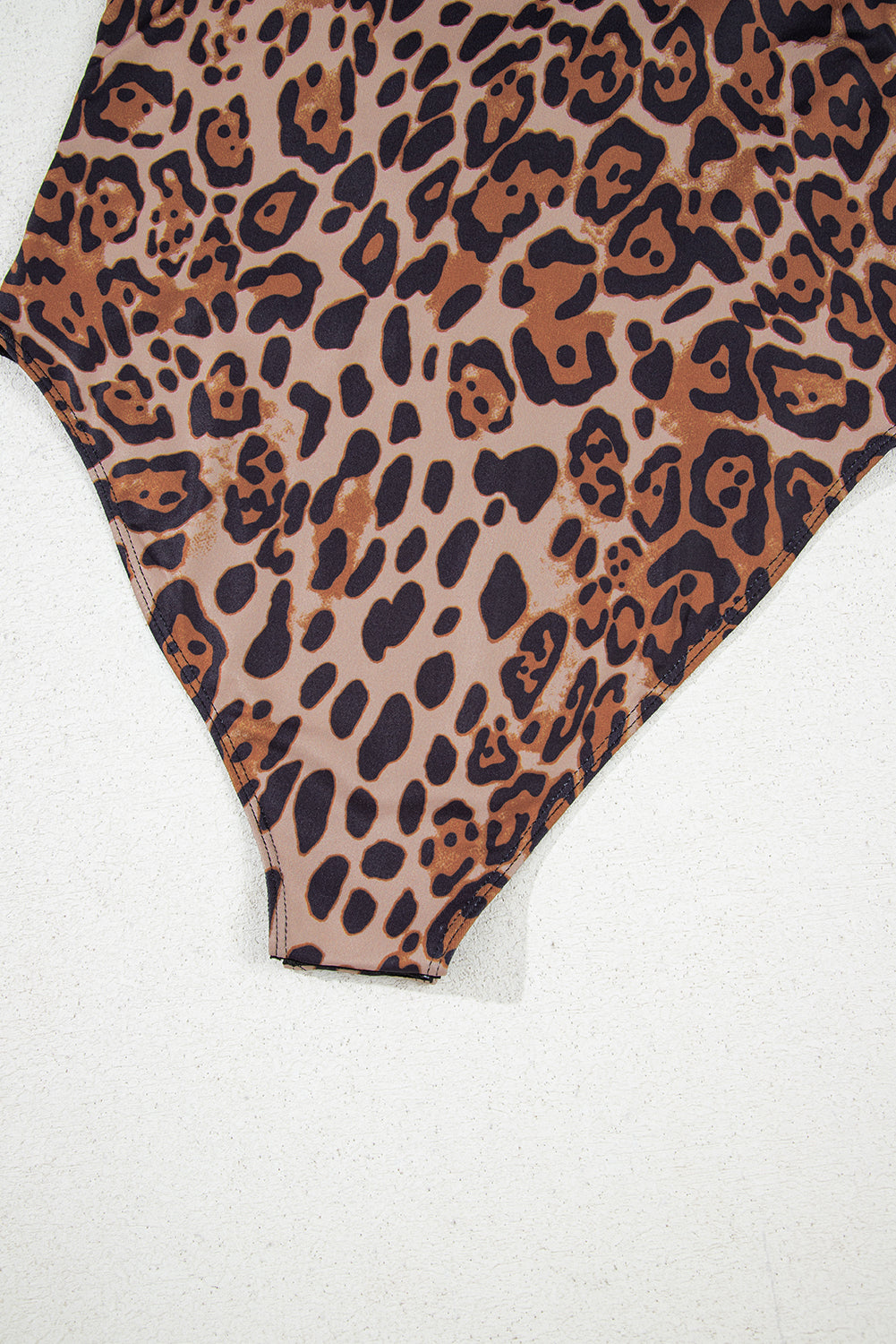 Brown Spaghetti Straps Ruched Leopard Bodysuit eAura