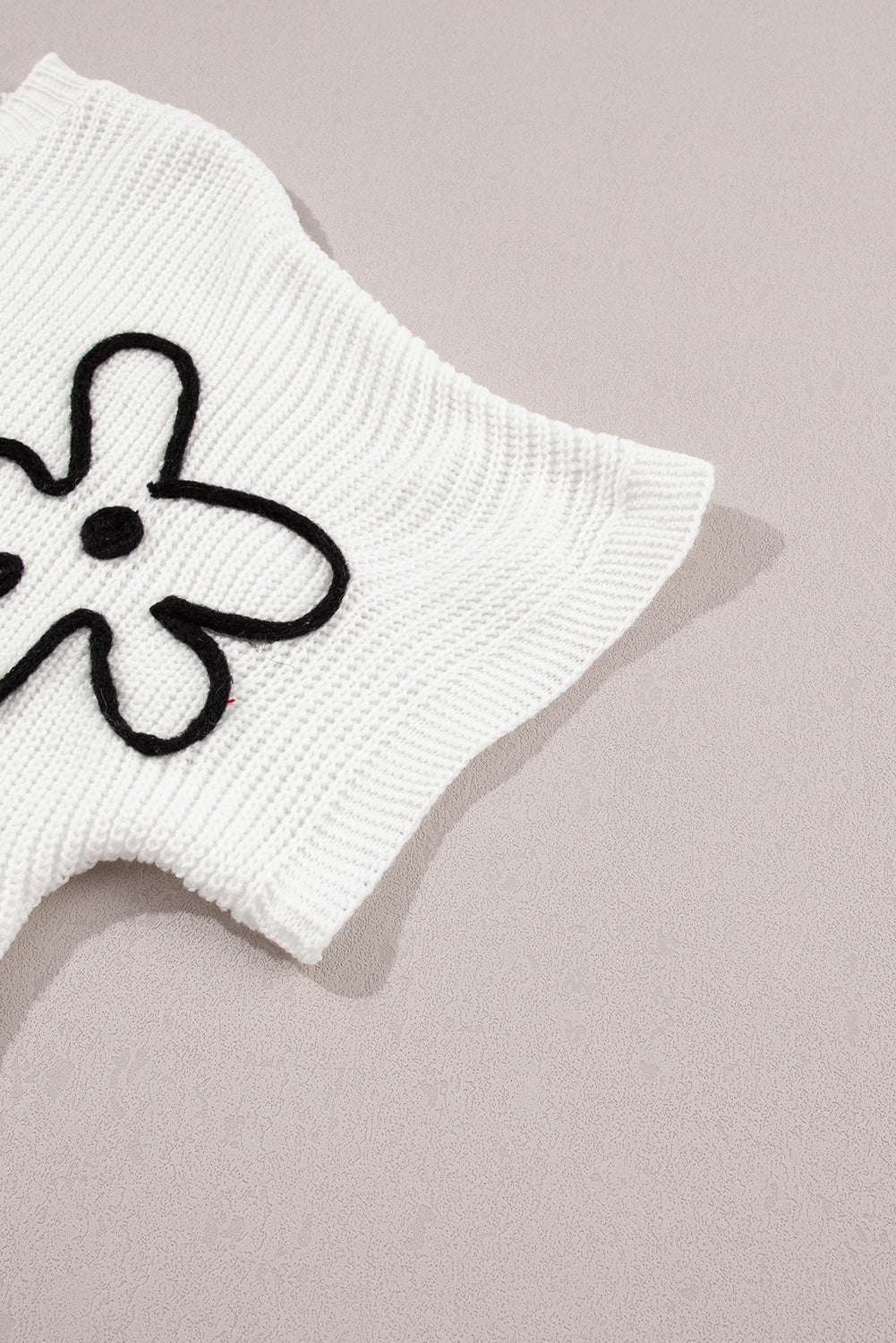 White Flower Embroidery Sweater Top eAura