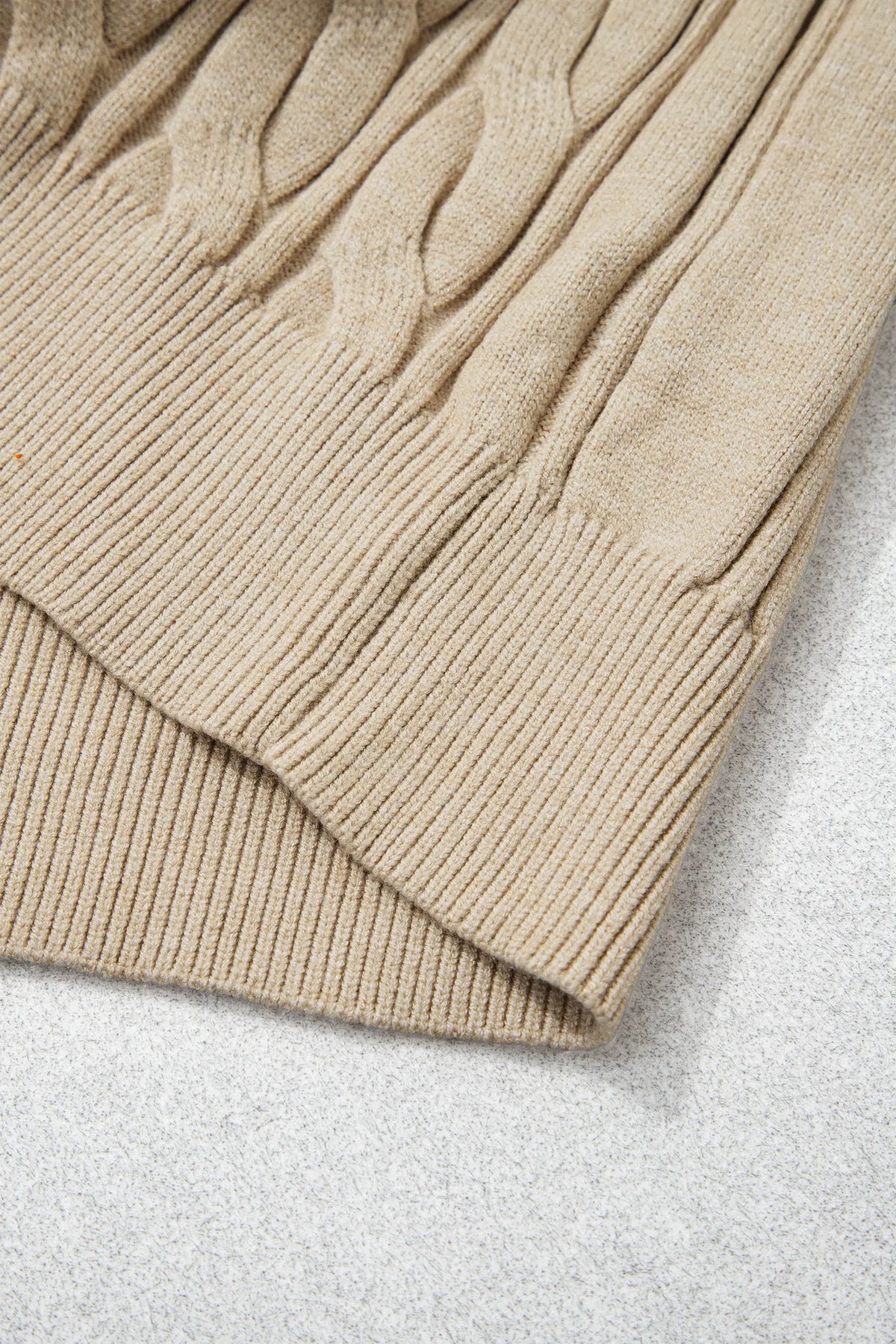 Oversized Cable Knit Long Sleeve Round Neck Tunic Length Plus Size Sweater – Parchment