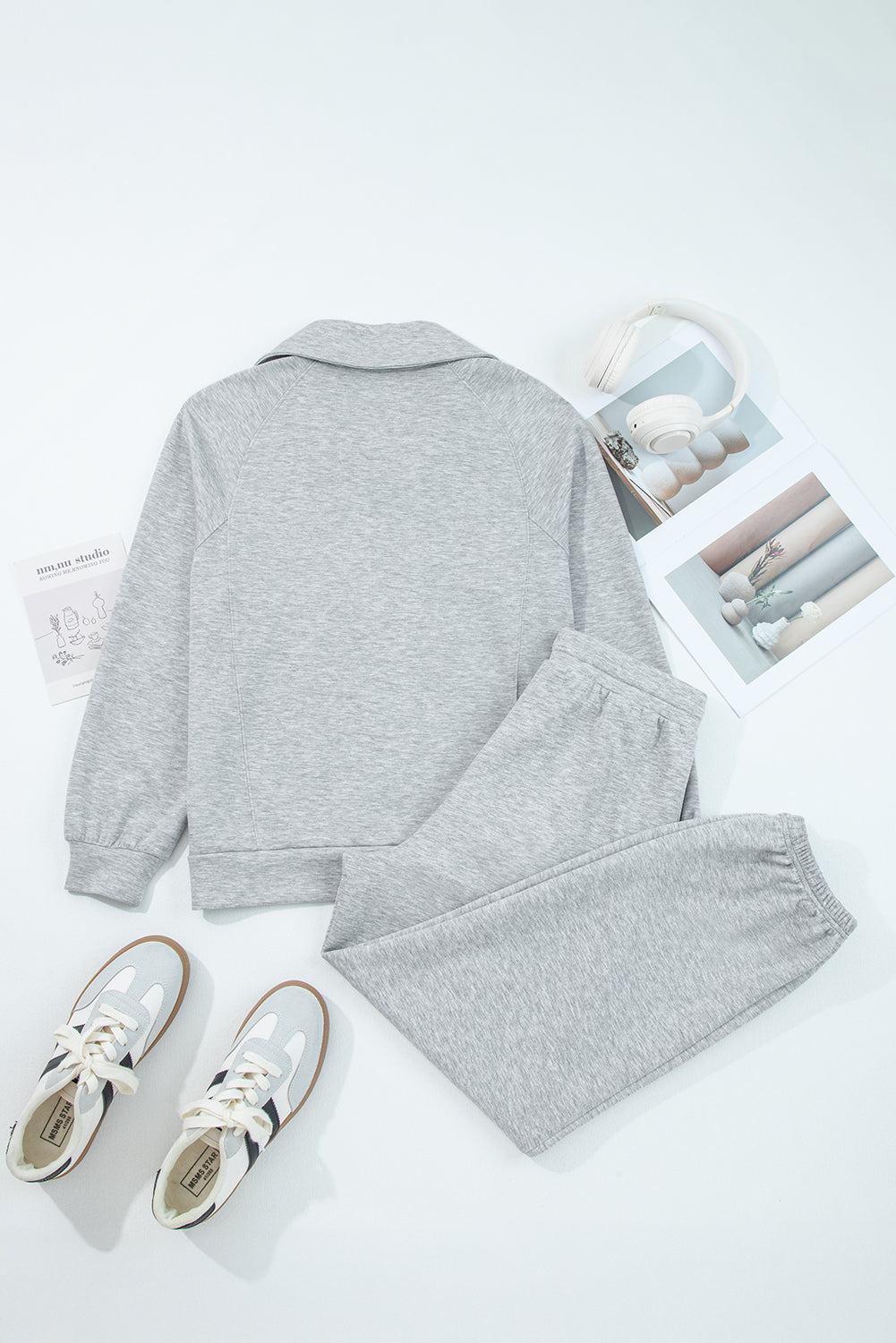 Zip Collar Long Sleeve Top and Drawstring Trousers Co-ord Set eAura