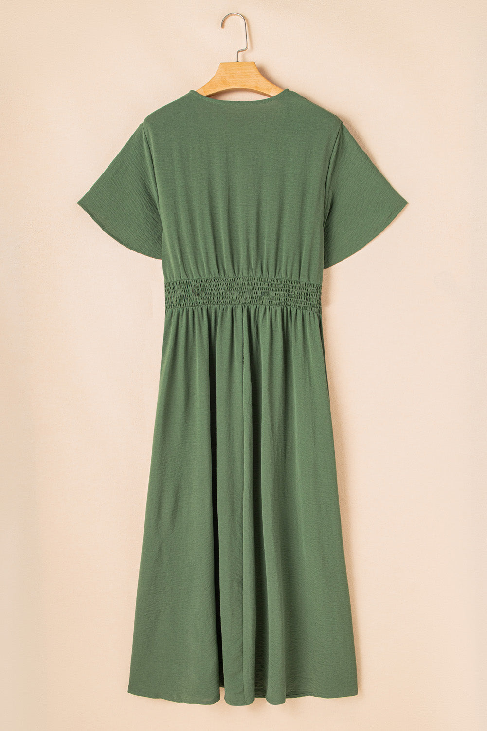 Four Leaf Clover Surplice Neckline Shirred High Waist Plus Size Maxi Dress BB Fashion Outlet