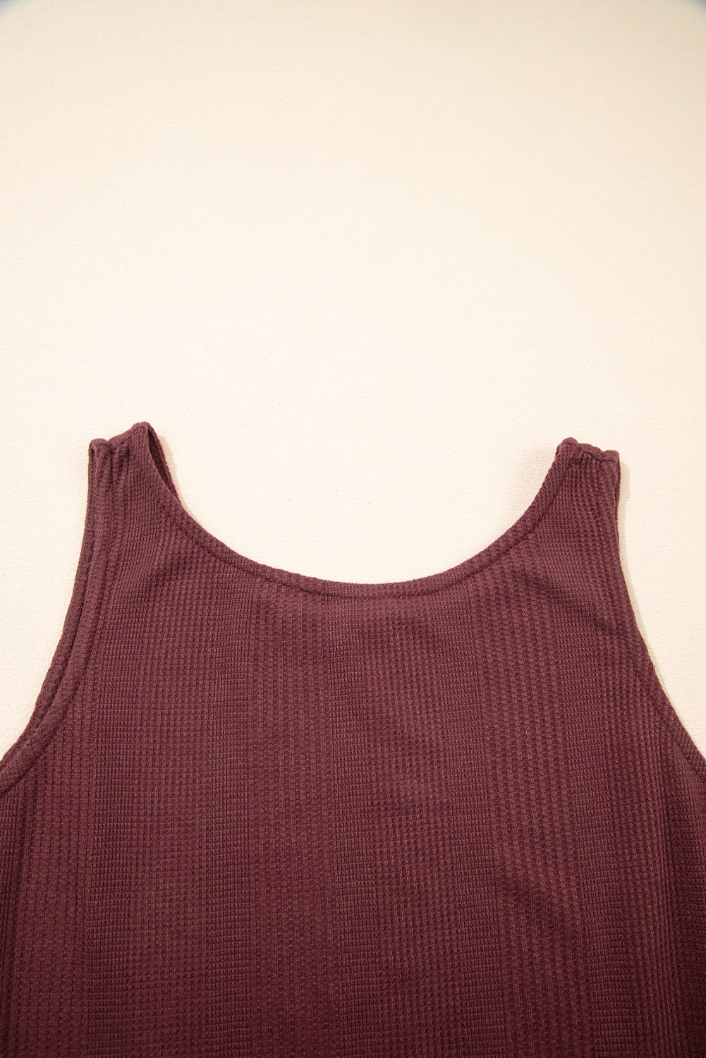 Red Dahlia Solid Colour Ribbed Ruffle Tank Top and Trousers Set eAura