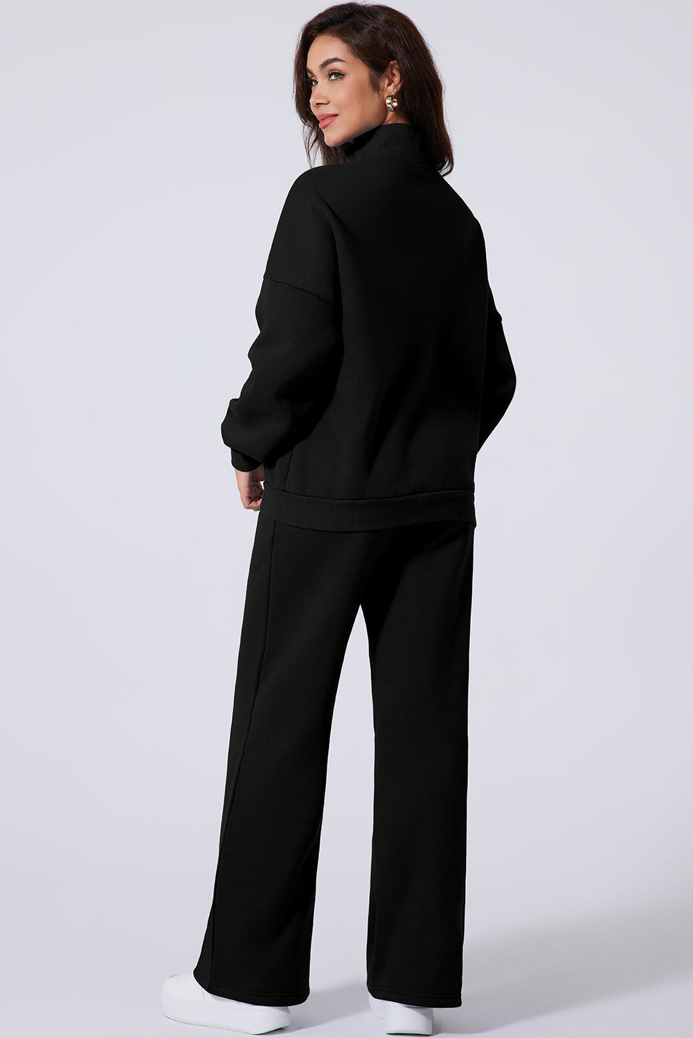 Drop Shoulder Zip Up Jacket Drawstring Joggers Co-ord Set - eAura