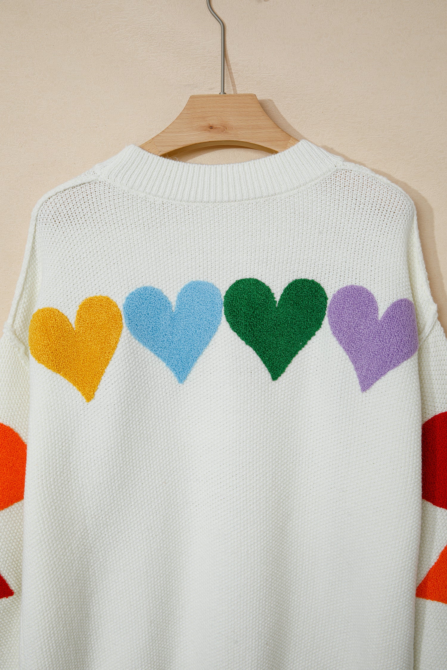 White Chenille Graphic Drop Shoulder Sweater - Sweaters & Cardigans/Sweaters