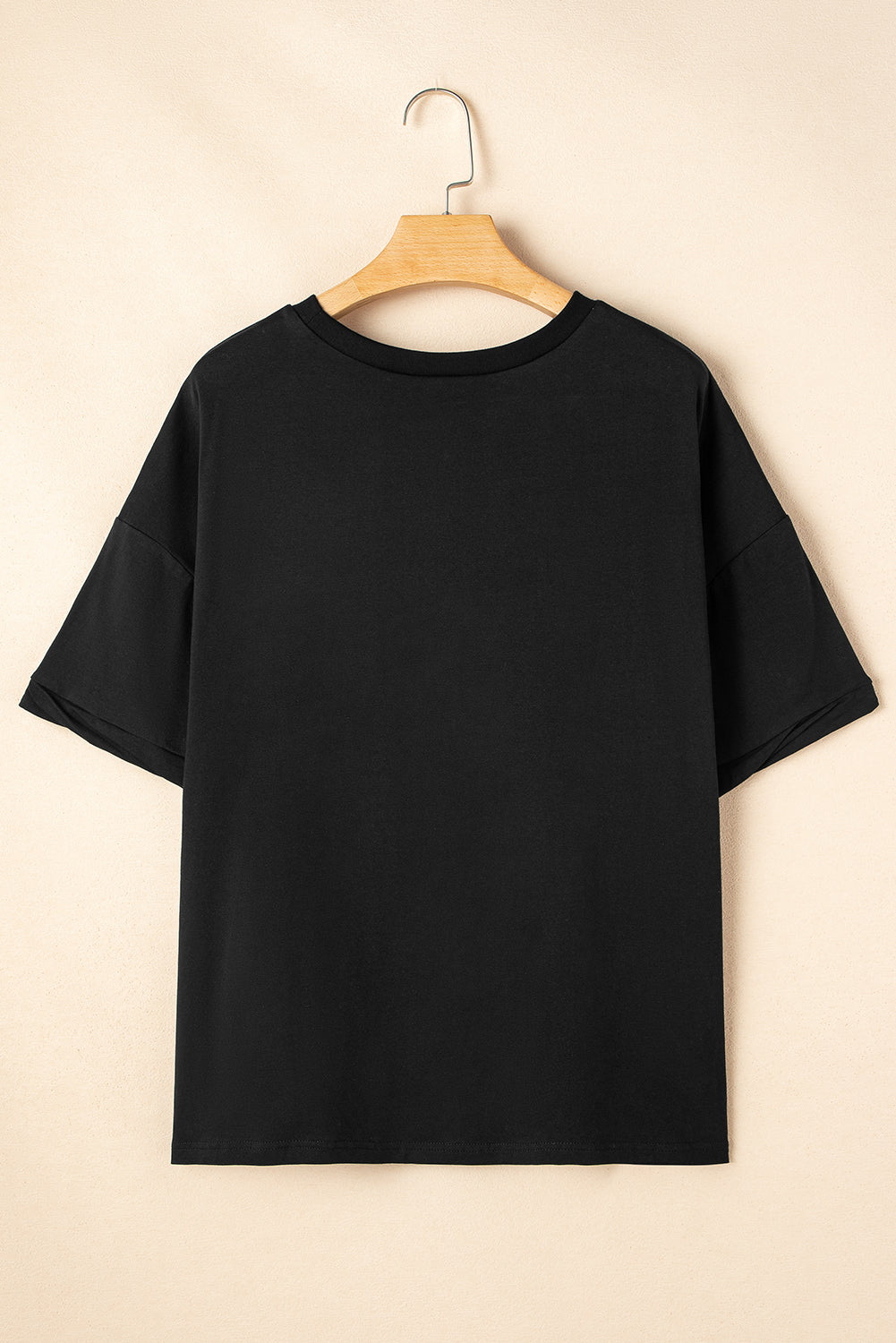 Black Loose Half Sleeve Hi Low Hem T Shirt eAura