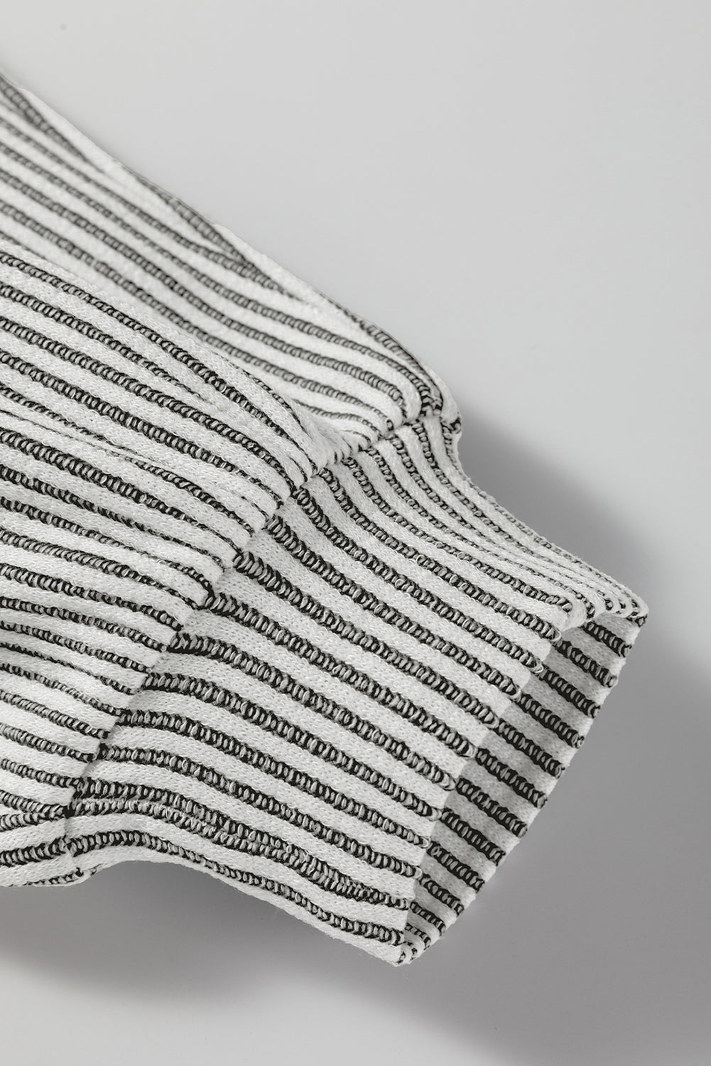 Grey Ribbed Round Neck Long Lantern Sleeve Top - eAura