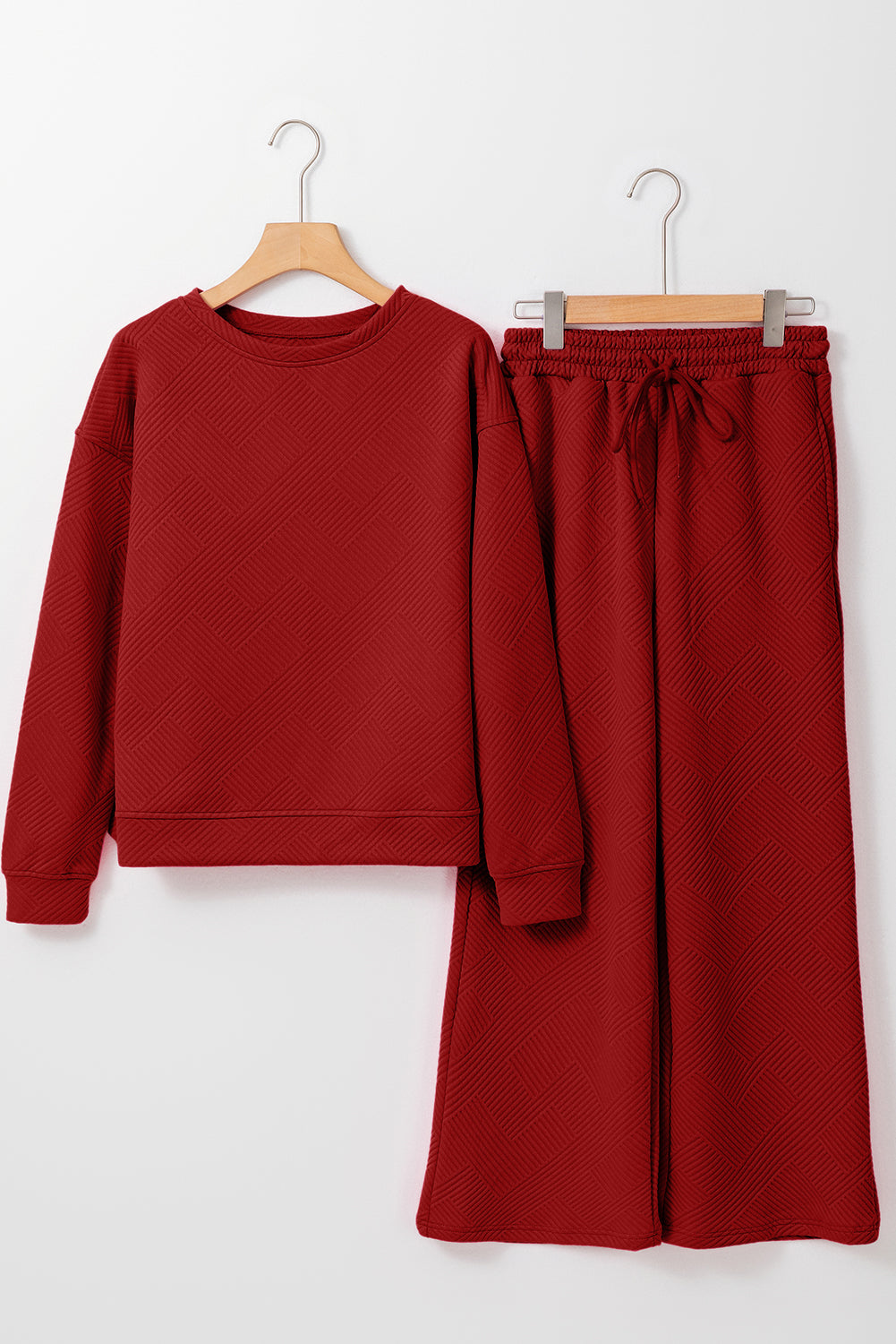 Red Dahlia Ultra Loose Textured 2pcs Slouchy Outfit eAura