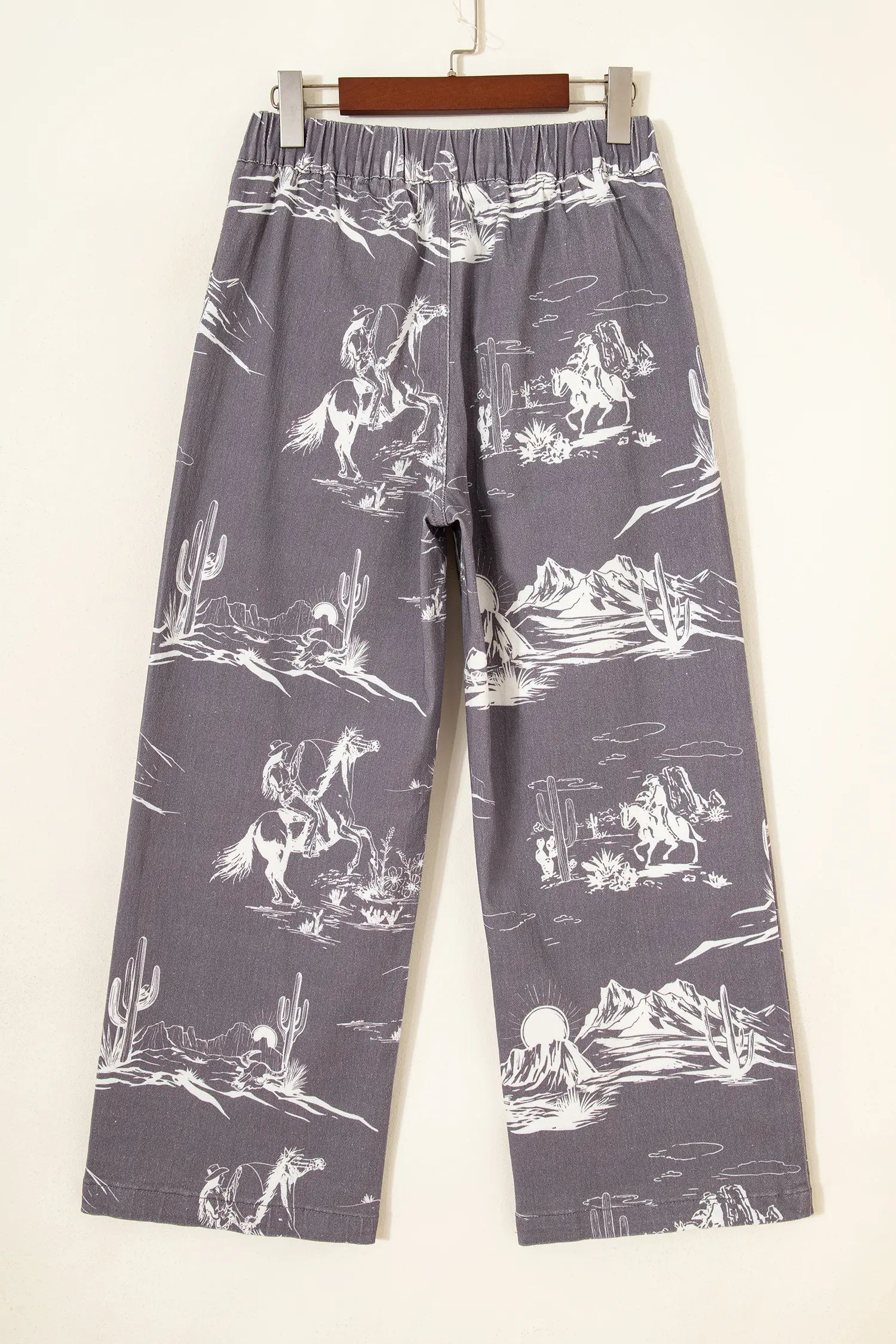 Gray Wild West Riding Vintage Printed Shift Jeans