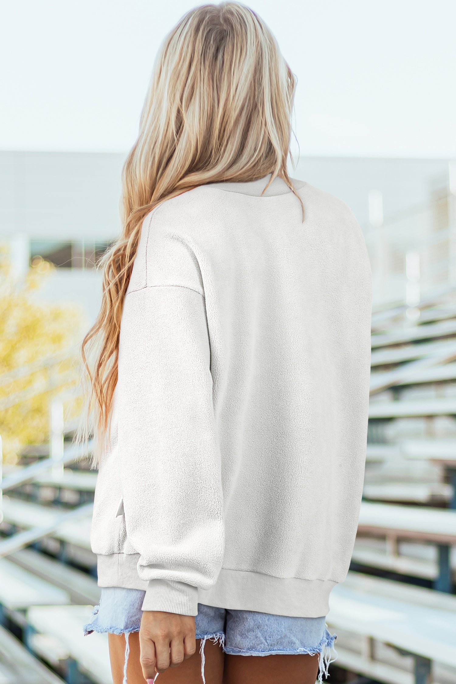 Carrot Oversize Drop Shoulder Reversible Mock Neck Sweatshirt – Orange