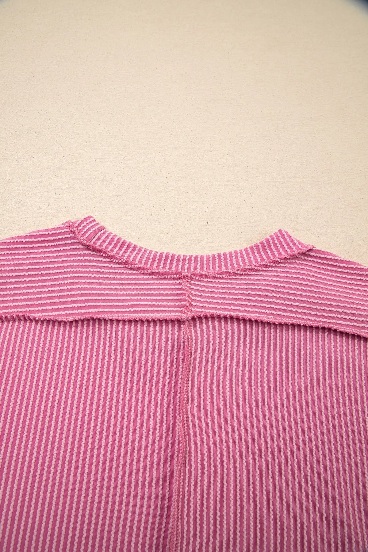 Textured Knit Exposed Stitching T-shirt – Bonbon