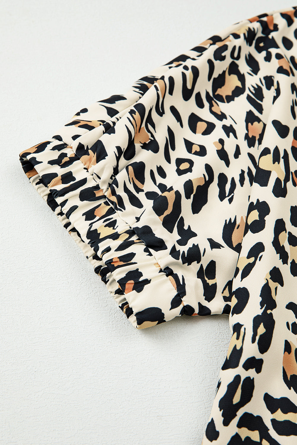 Leopard Contrast Striped V-Neck Loose Fit Blouse - eAura