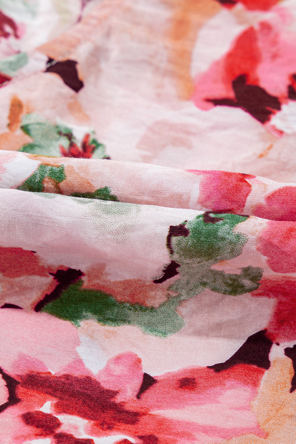 Pink Floral Round Neck Twisted Cut Out Back Tank Top - eAura