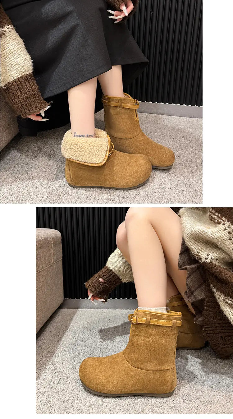 Camel boots showing folded cuff styling