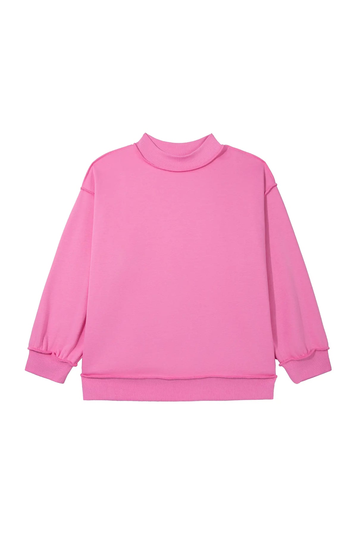 Bright Pink Exposed Seam Detail Reversible Double Wear Plus Size Sweatshirt