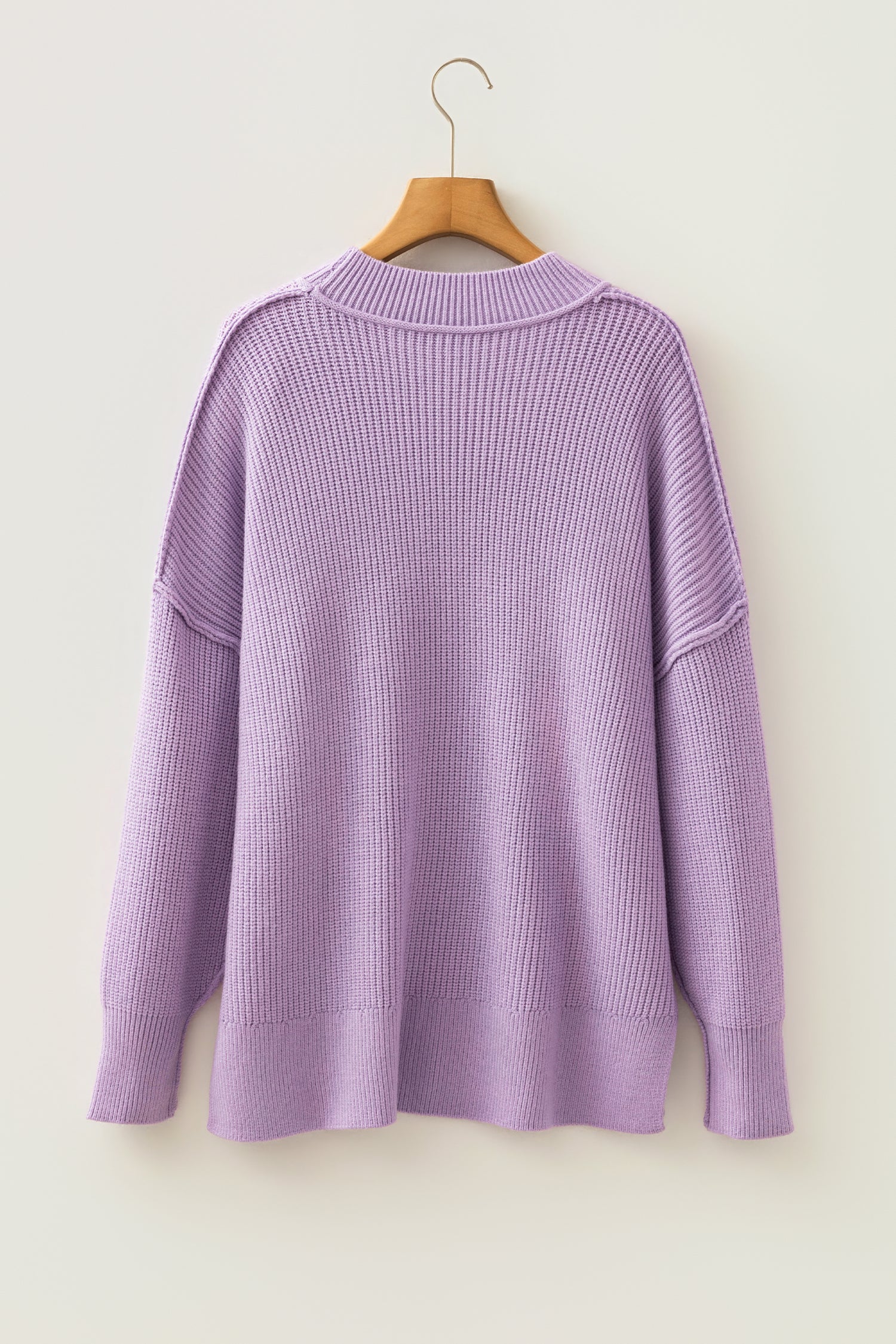 Long Sleeve Ribbed Knit Stand Neck Regular Fit Sweater – Chestnut