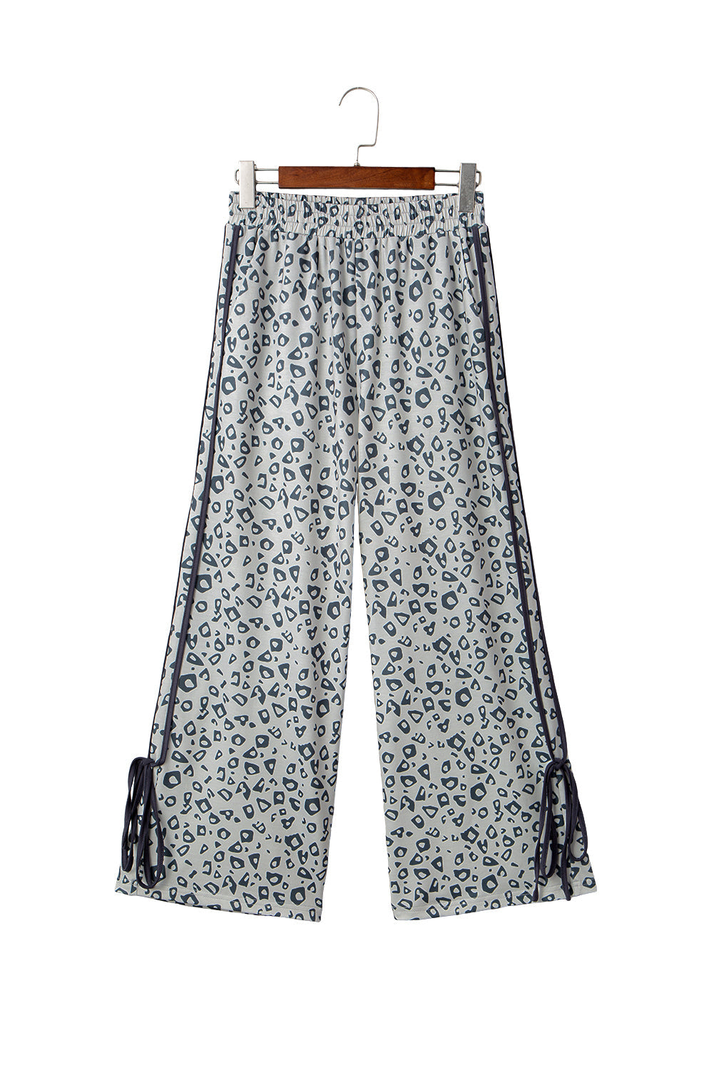Grey Leopard High Waist Side Bow Straight Leg eAura