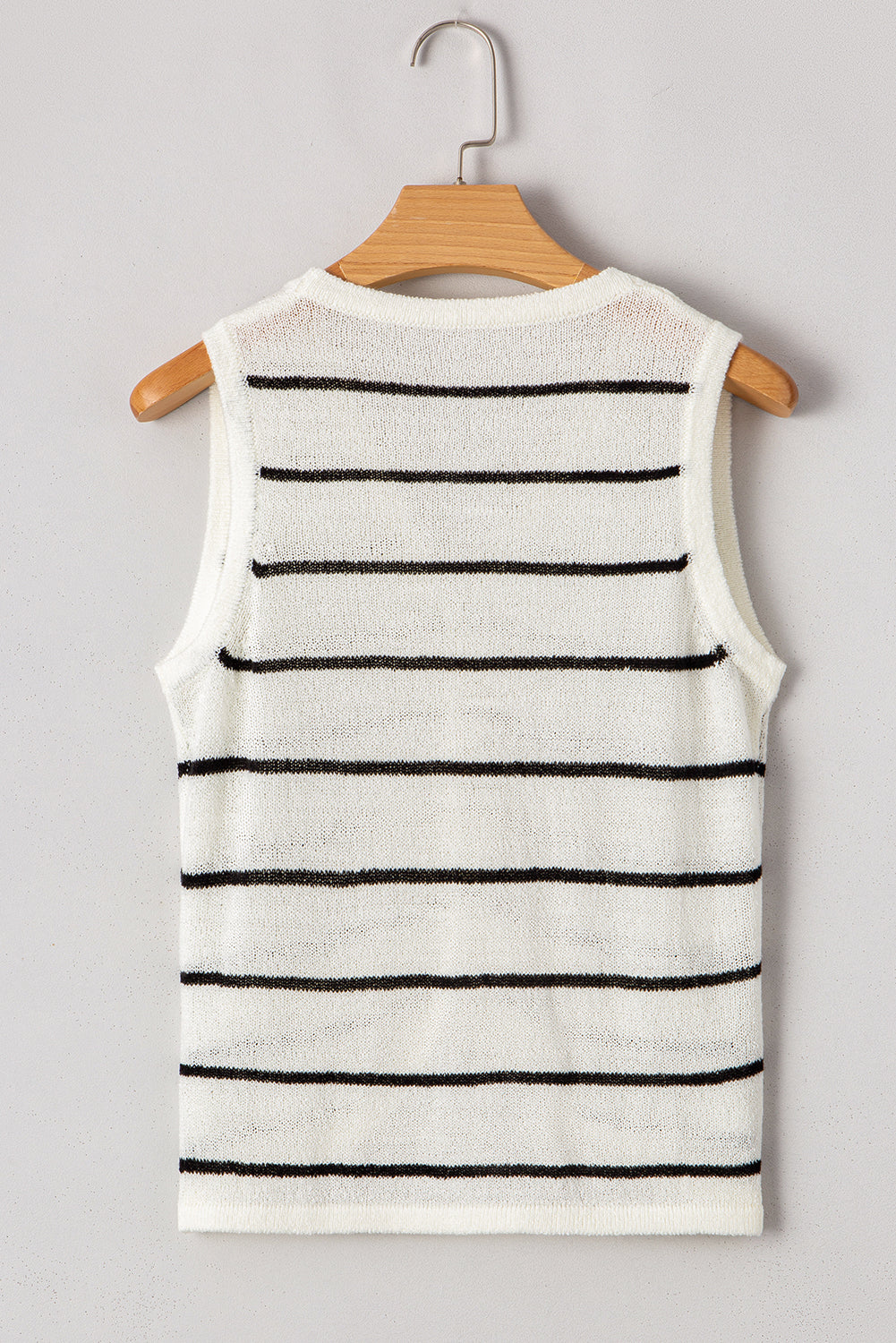 Black Stripe Buttoned V Neck Slim Fit Sweater Vest eAura