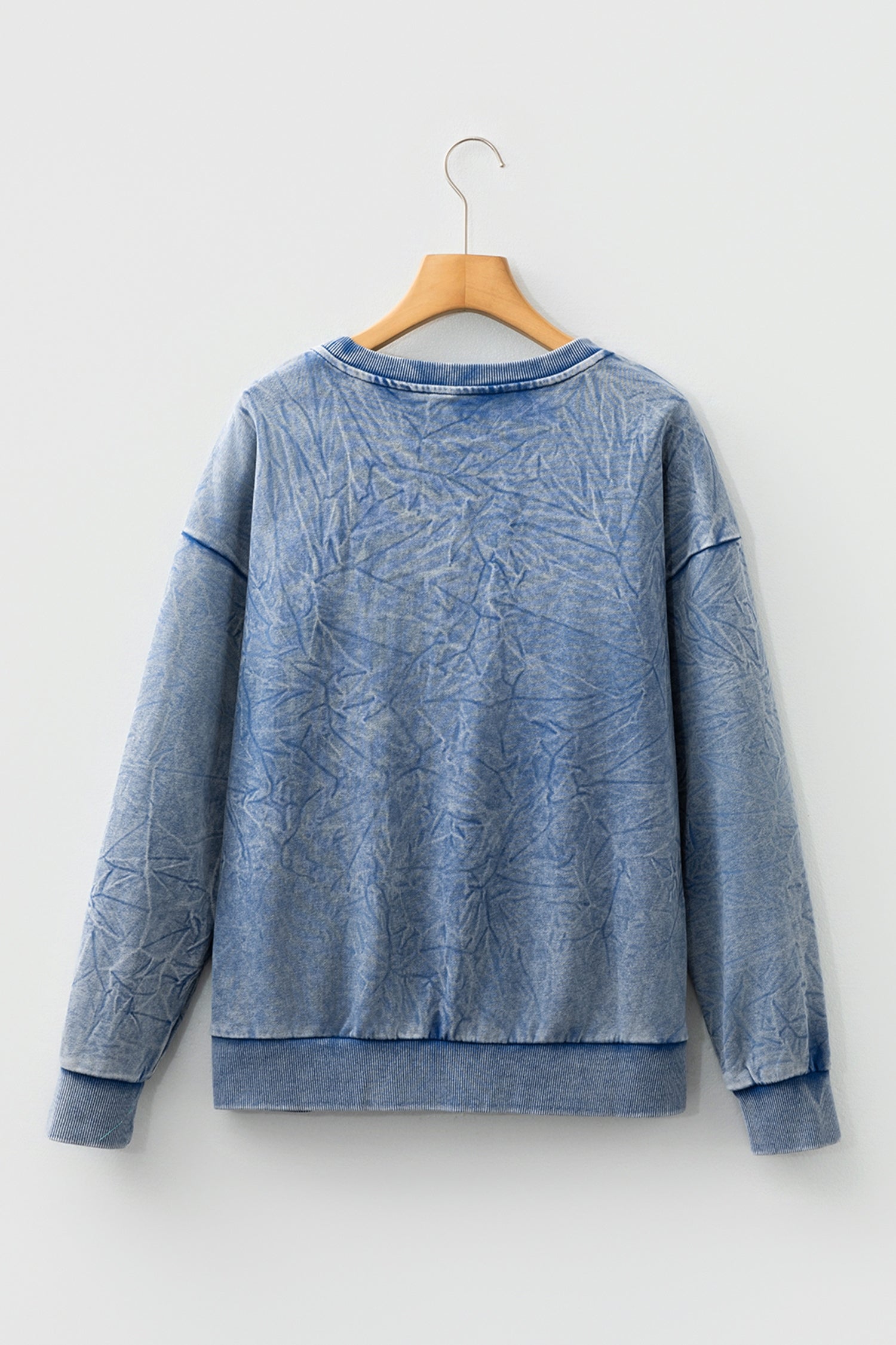 "Saved By Grace" Letter Embroidery Mineral Wash Loose Sweatshirt - eAura