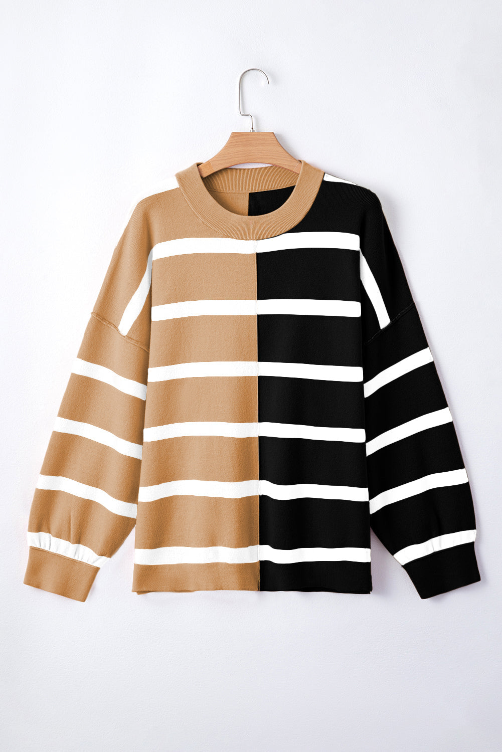 Pink Stripe Colourblock Oversized Sweater eAura