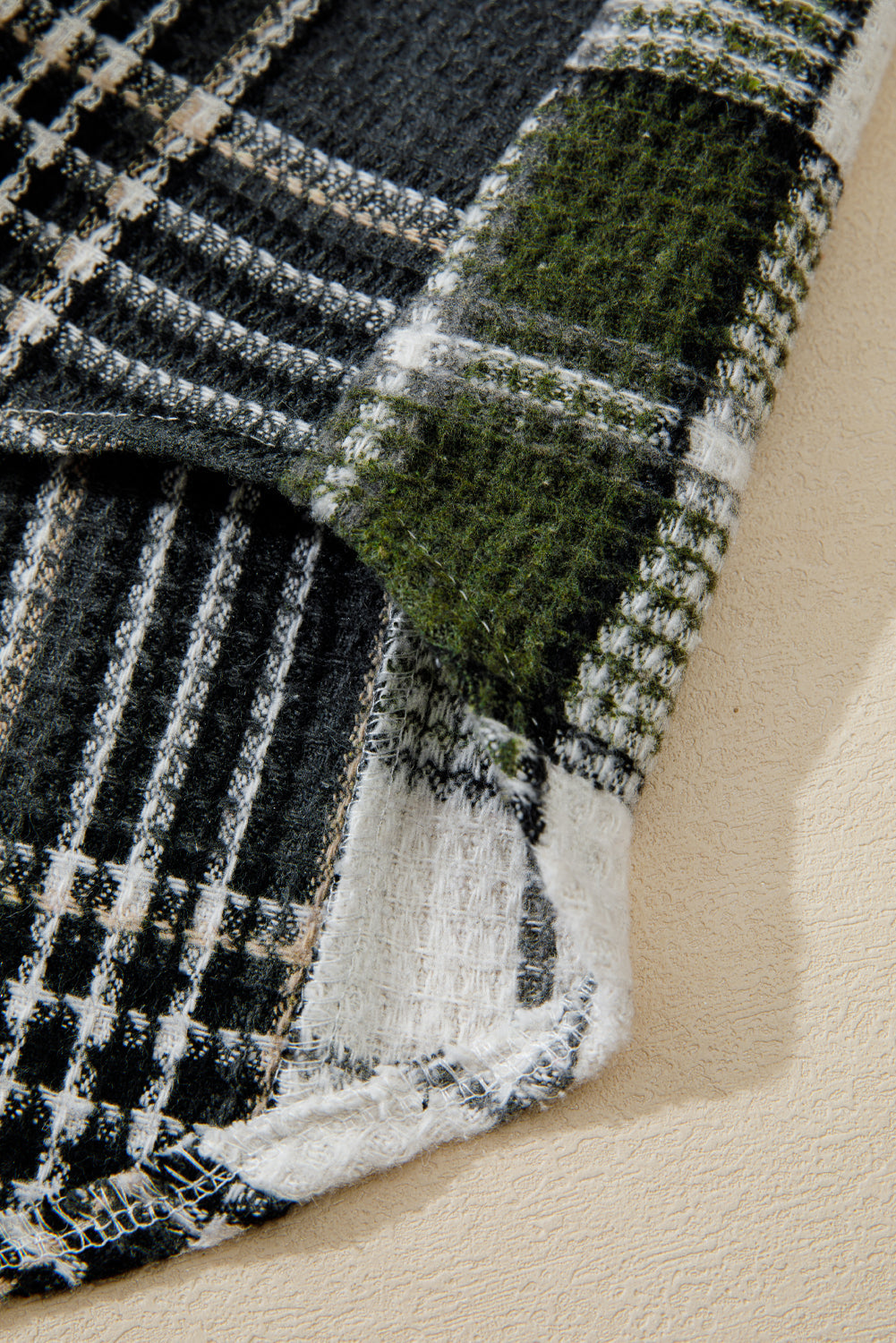 Plaid Print Textured Buttoned Shacket eAura