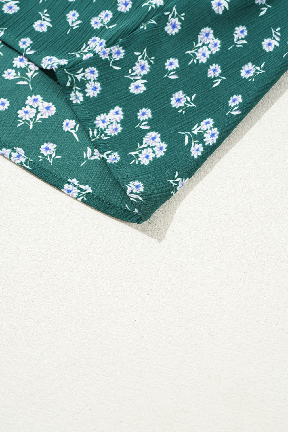 Green Floral Print Square Neck Ruffled Trim Plus Size Blouse BB Fashion Outlet