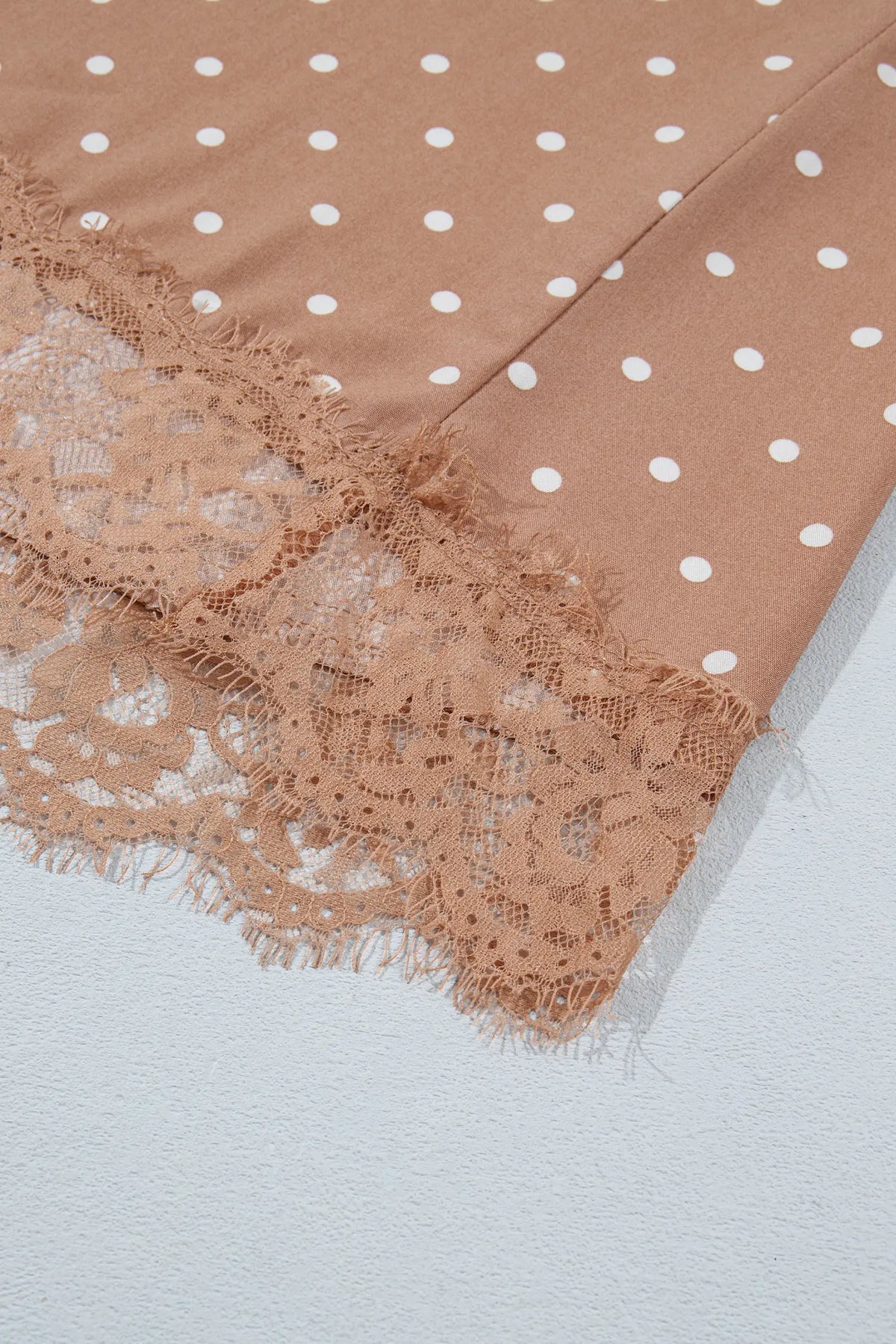 Polka Dot Lace Hem Elegant Long Shift Skirt – Khaki