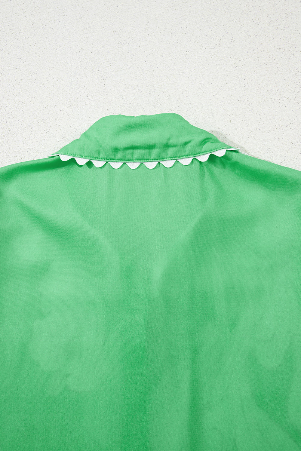 Green Floral Ric Rac Edge Puff Short Sleeve Shirt eAura