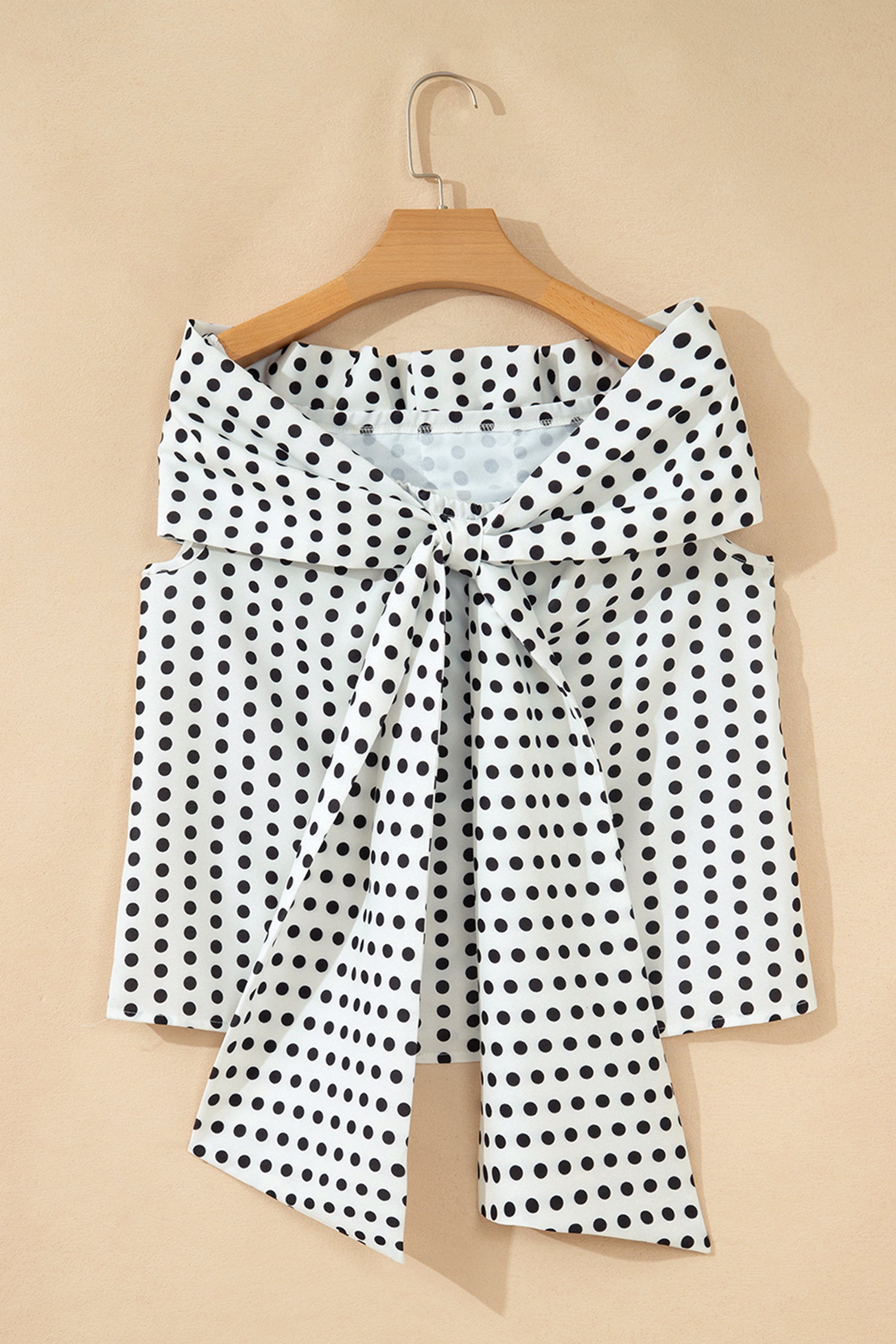 White Polka Dot Off Shoulder Bow Knot Blouse