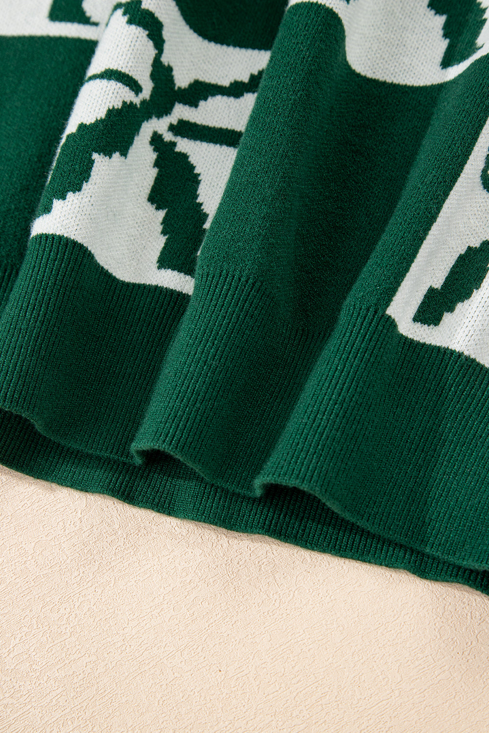 Green Checkered Bow Print Casual Sweater - eAura