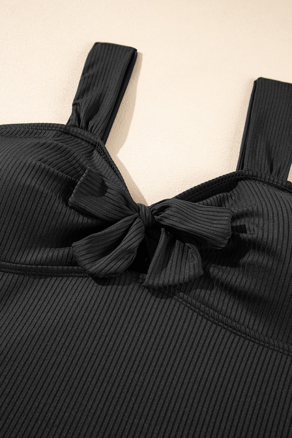 Black Plus Size Textured Knotted Ruffled Trim One Piece Swimwear BB Fashion Outlet