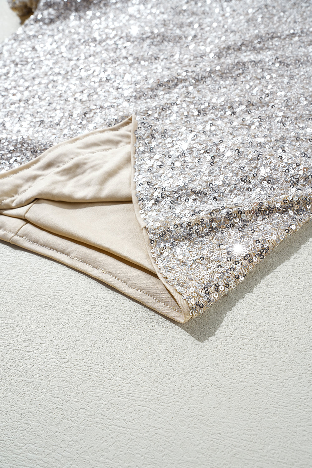 Sequin Puff Sleeve Cutout Back Blouse - eAura