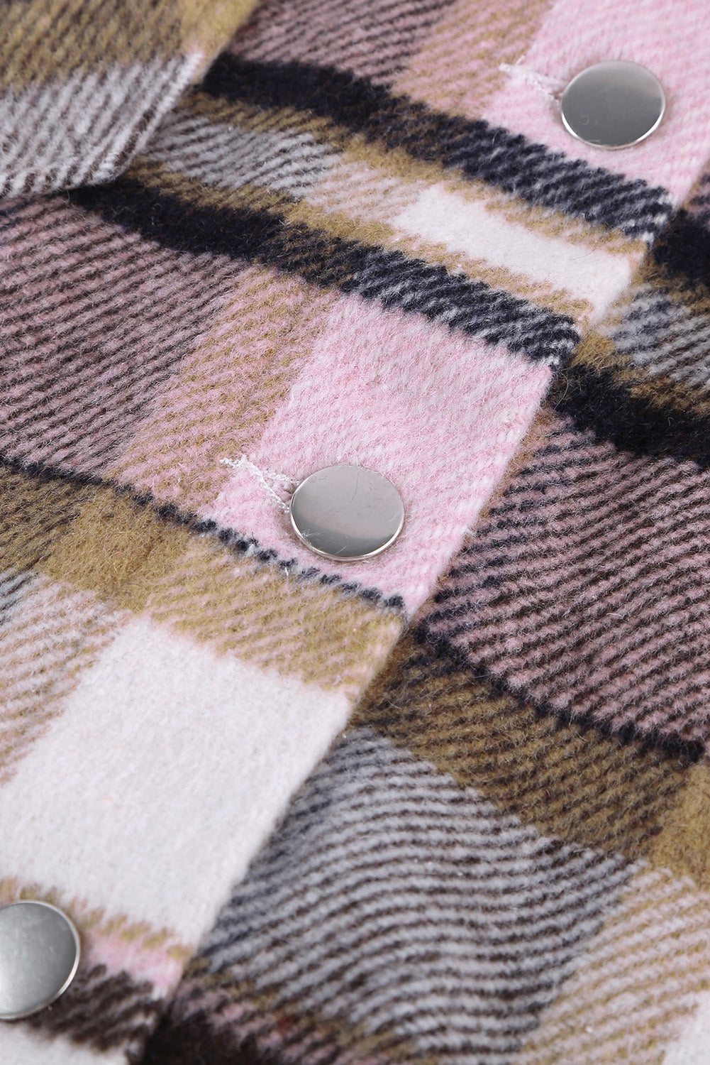 Pink Geometric Plaid Print Pocketed Shacket Beagle Boutique Fashion Outlet