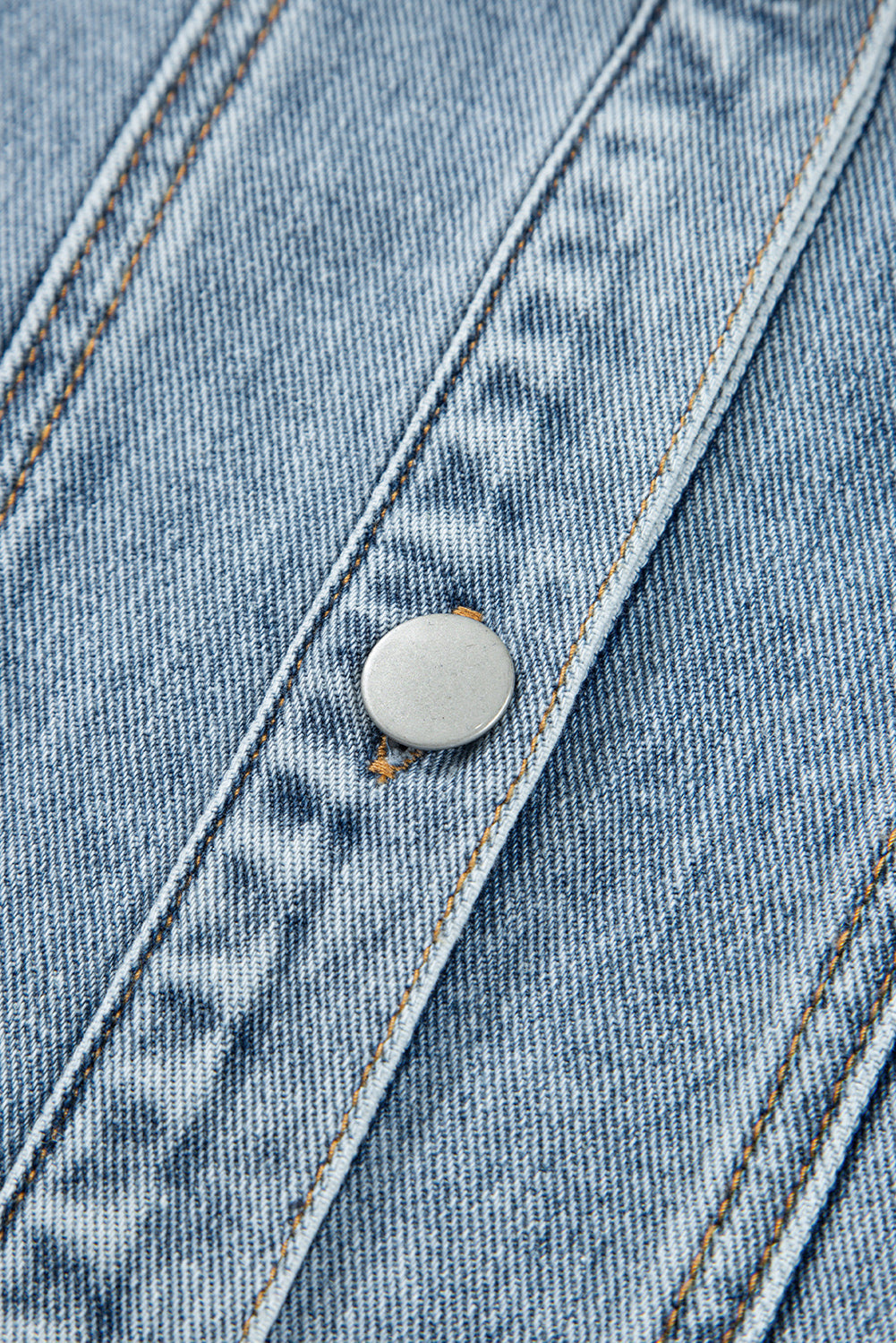 Scallop Trim Collar Patched Pocket Button Up Denim Jacket eAura