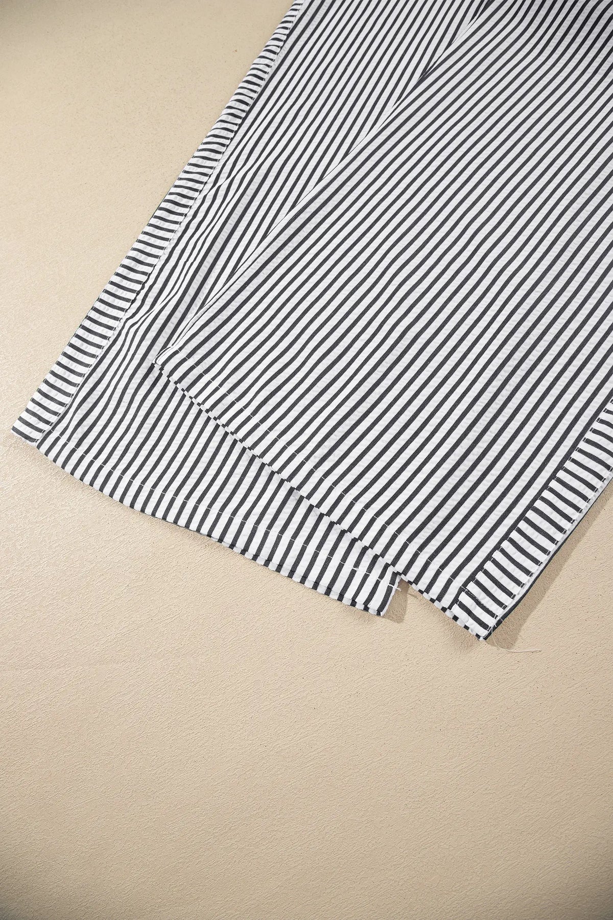 Plus Size Tie Waist Loose Pants – Black Stripe